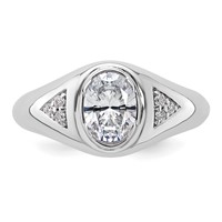 IBGoodman 14K White Gold 1 Carat Lab Grown Diamond VS SI+ G+ Oval Complete Men's Ring view 4