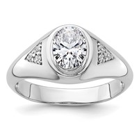 IBGoodman 14K White Gold 1 Carat Lab Grown Diamond VS SI+ G+ Oval Complete Men's Ring view 1