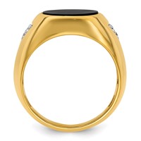 IBGoodman 14K Yellow Gold 0.17 Carat Lab Grown Diamond VS SI+ G+ and Onyx Complete Men's Ring view 2