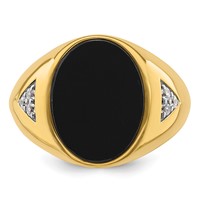 IBGoodman 14K Yellow Gold 0.17 Carat Lab Grown Diamond VS SI+ G+ and Onyx Complete Men's Ring view 4