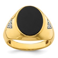 IBGoodman 14K Yellow Gold 0.17 Carat Lab Grown Diamond VS SI+ G+ and Onyx Complete Men's Ring view 1