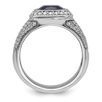 IBGoodman 14K White Gold 1 Carat Lab Grown Diamond VS SI+ G+ and Created Blue Sapphire Complete Men view 2