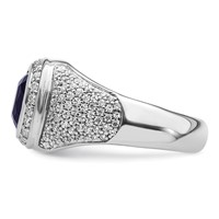 IBGoodman 14K White Gold 1 Carat Lab Grown Diamond VS SI+ G+ and Created Blue Sapphire Complete Men view 3
