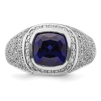 IBGoodman 14K White Gold 1 Carat Lab Grown Diamond VS SI+ G+ and Created Blue Sapphire Complete Men view 4