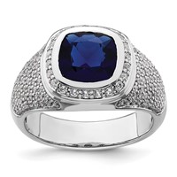 IBGoodman 14K White Gold 1 Carat Lab Grown Diamond VS SI+ G+ and Created Blue Sapphire Complete Men view 1