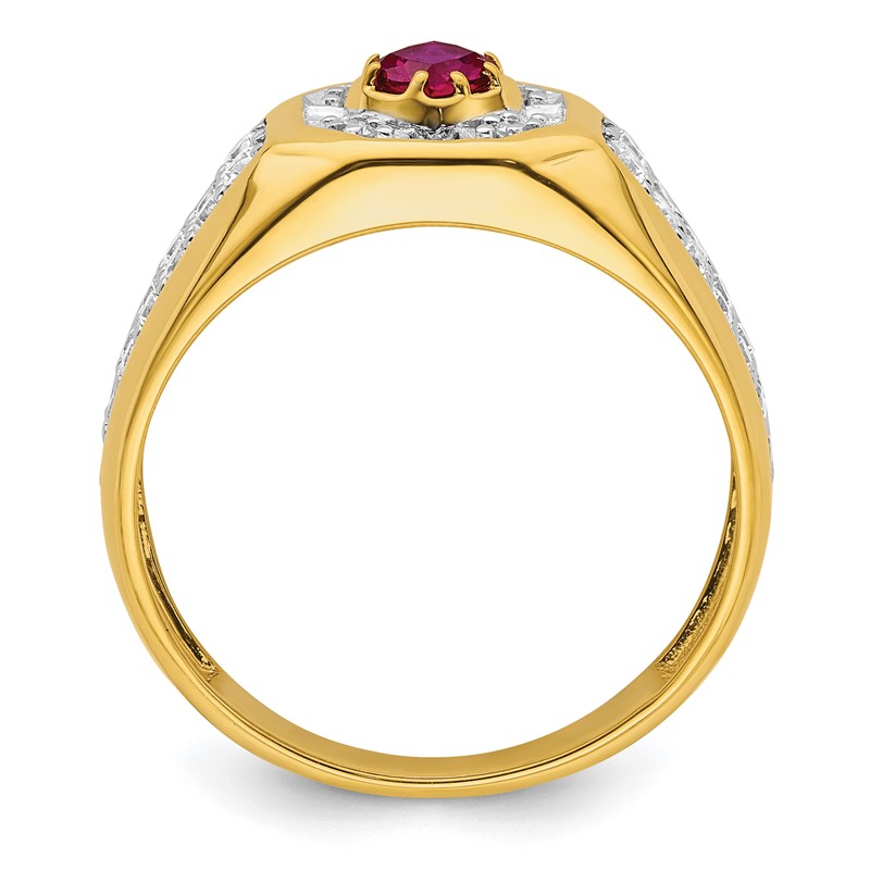 IBGoodman 14k 5/8 carat Lab Grown Diamond VS/SI+ G+ and Created Ruby Complete Men's Ring