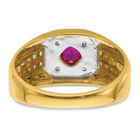 IBGoodman 14K Yellow Gold 0.62 Carat Lab Grown Diamond VS SI+ G+ and Created Ruby Complete Men's Ring view 5