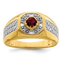 IBGoodman 14K Yellow Gold 0.62 Carat Lab Grown Diamond VS SI+ G+ and Created Ruby Complete Men's Ring view 1