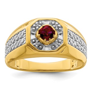 IBGoodman 14k 5/8 carat Lab Grown Diamond VS/SI+ G+ and Created Ruby Complete Men's Ring