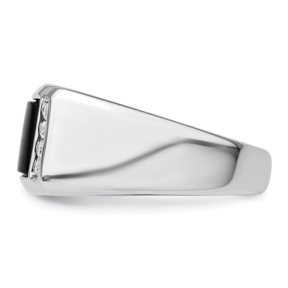 IBGoodman 14k White Gold 1/5 carat Lab Grown Diamond VS/SI+ G+ and Onyx Complete Men's Ring