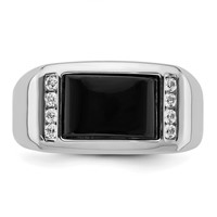 IBGoodman 14K White Gold 0.20 Carat Lab Grown Diamond VS SI+ G+ and Onyx Complete Men's Ring view 4