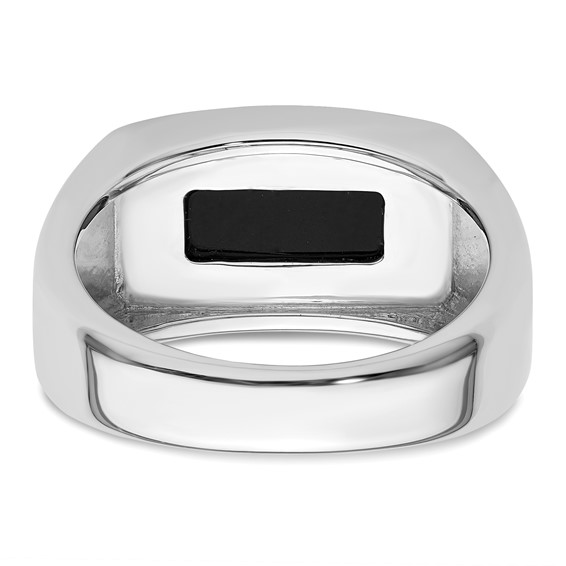 IBGoodman 14k White Gold 1/5 carat Lab Grown Diamond VS/SI+ G+ and Onyx Complete Men's Ring