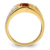 IBGoodman 14K Yellow Gold 0.38 Carat Lab Grown Diamond VS SI+ G+ and Created Ruby Complete Men's Ring view 2