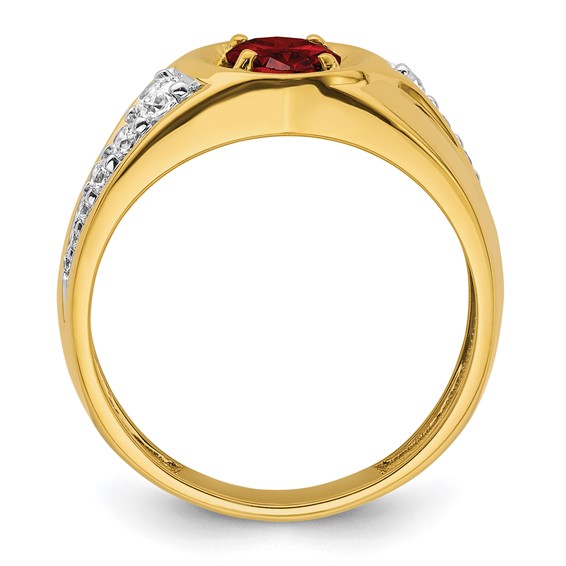 IBGoodman 14k 3/8 carat Lab Grown Diamond VS/SI+ G+ and Created Ruby Complete Men's Ring