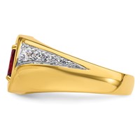 IBGoodman 14K Yellow Gold 0.38 Carat Lab Grown Diamond VS SI+ G+ and Created Ruby Complete Men's Ring view 3