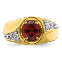 IBGoodman 14K Yellow Gold 0.38 Carat Lab Grown Diamond VS SI+ G+ and Created Ruby Complete Men's Ring view 4