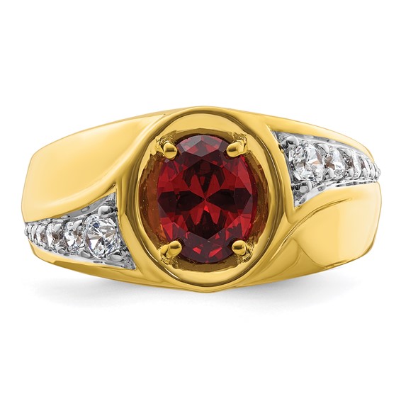 IBGoodman 14k 3/8 carat Lab Grown Diamond VS/SI+ G+ and Created Ruby Complete Men's Ring