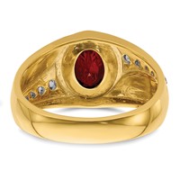 IBGoodman 14K Yellow Gold 0.38 Carat Lab Grown Diamond VS SI+ G+ and Created Ruby Complete Men's Ring view 5