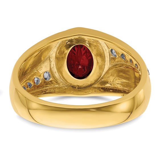 IBGoodman 14k 3/8 carat Lab Grown Diamond VS/SI+ G+ and Created Ruby Complete Men's Ring