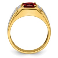 IBGoodman 14K Yellow Gold Ring with White Rhodium 0.75 Carat Lab Grown Diamond VS SI+ G+ and Created Ruby Complete Men's view 2