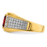 IBGoodman 14K Yellow Gold Ring with White Rhodium 0.75 Carat Lab Grown Diamond VS SI+ G+ and Created Ruby Complete Men's view 3
