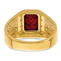 IBGoodman 14K Yellow Gold Ring with White Rhodium 0.75 Carat Lab Grown Diamond VS SI+ G+ and Created Ruby Complete Men's view 5