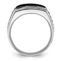 IBGoodman 14K White Gold 1 Carat Lab Grown Diamond VS SI+ G+ and Onyx Complete Men's Ring view 2