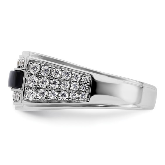 IBGoodman 14k White Gold 1 carat Lab Grown Diamond VS/SI+ G+ and Onyx Complete Men's Ring