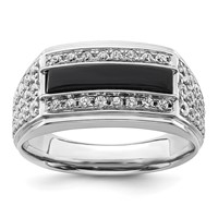 IBGoodman 14K White Gold 1 Carat Lab Grown Diamond VS SI+ G+ and Onyx Complete Men's Ring view 1