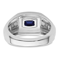 IBGoodman 14K White Gold 0.25 Carat Lab Grown Diamond VS SI+ G+ and Lab Created Blue Sapphire Complete Men's Ring view 5