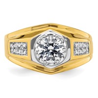 IBGoodman 14K Two Tone 1.20 Carat Lab Grown Diamond VS SI+ G+ Complete Polished Men's Ring view 4