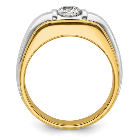 IBGoodman 14k Two-tone 3/4 carat Lab Grown Diamond VS/SI+ G+ Complete Polished and Satin Men's Ring