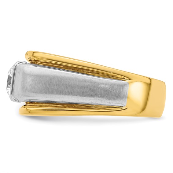 IBGoodman 14k Two-tone 3/4 carat Lab Grown Diamond VS/SI+ G+ Complete Polished and Satin Men's Ring