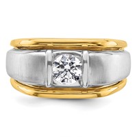 IBGoodman 14K Two-tone 0.75 Carat Lab Grown Diamond VS SI+ G+ Complete Polished and Satin Men's Ring view 4