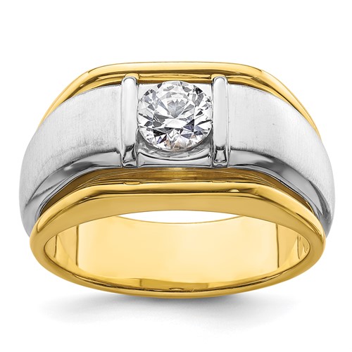 IBGoodman 14K Two-tone 0.75 Carat Lab Grown Diamond VS SI+ G+ Complete Polished and Satin Men's Ring