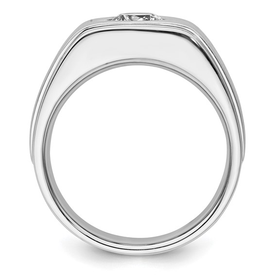 IBGoodman 14k White Gold with Black Rhodium 1 carat Lab Grown Diamond VS/SI+ G+ Complete Satin Men's Ring