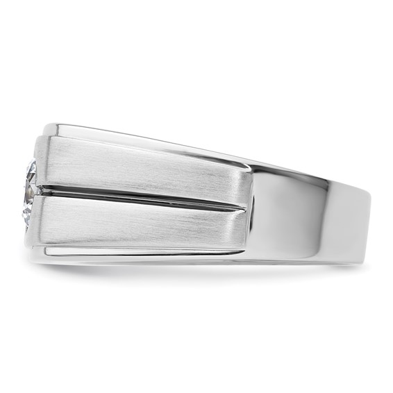 IBGoodman 14k White Gold with Black Rhodium 1 carat Lab Grown Diamond VS/SI+ G+ Complete Satin Men's Ring