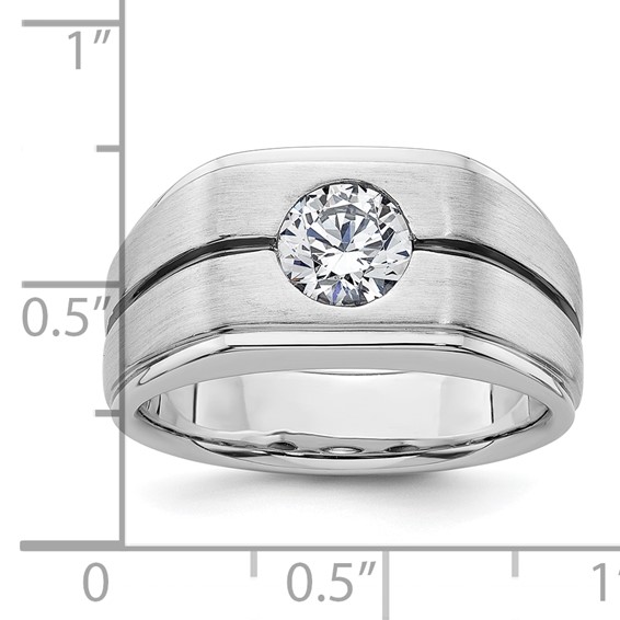 IBGoodman 14k White Gold with Black Rhodium 1 carat Lab Grown Diamond VS/SI+ G+ Complete Satin Men's Ring