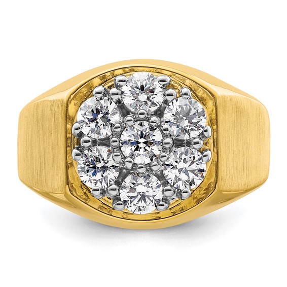 IBGoodman 14k Two-Tone 1 3/8 carat Lab Grown Diamond VS/SI+ G+ Complete Men's Cluster Ring