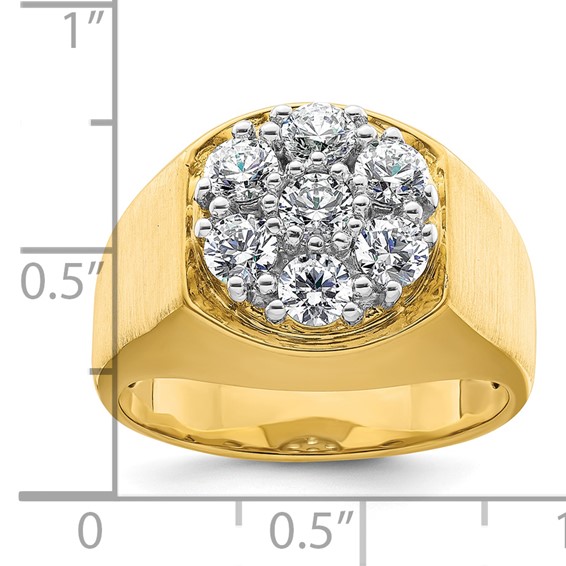 IBGoodman 14k Two-Tone 1 3/8 carat Lab Grown Diamond VS/SI+ G+ Complete Men's Cluster Ring