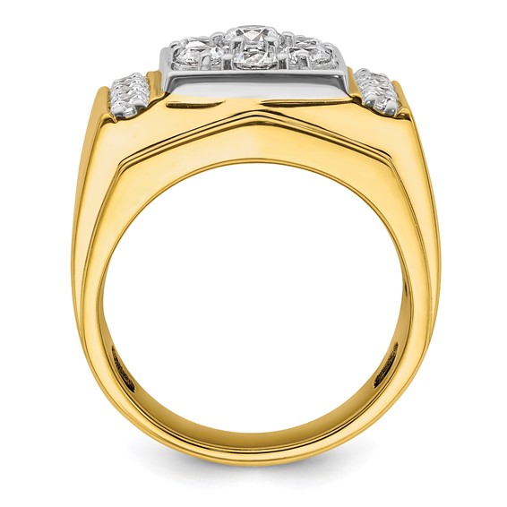 IBGoodman 14k Two Tone 1 3/4 carat Lab Grown Diamond VS/SI+ G+ Complete Men's Polished and Satin Cluster Ring