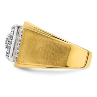 IBGoodman 14K Two Tone 1.75 Carat Lab Grown Diamond VS SI+ G+ Complete Men's Polished and Satin Cluster Ring view 3