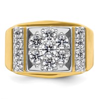 IBGoodman 14K Two Tone 1.75 Carat Lab Grown Diamond VS SI+ G+ Complete Men's Polished and Satin Cluster Ring view 4