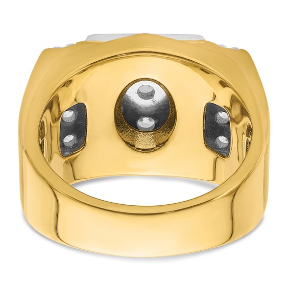 IBGoodman 14k Two Tone 1 3/4 carat Lab Grown Diamond VS/SI+ G+ Complete Men's Polished and Satin Cluster Ring