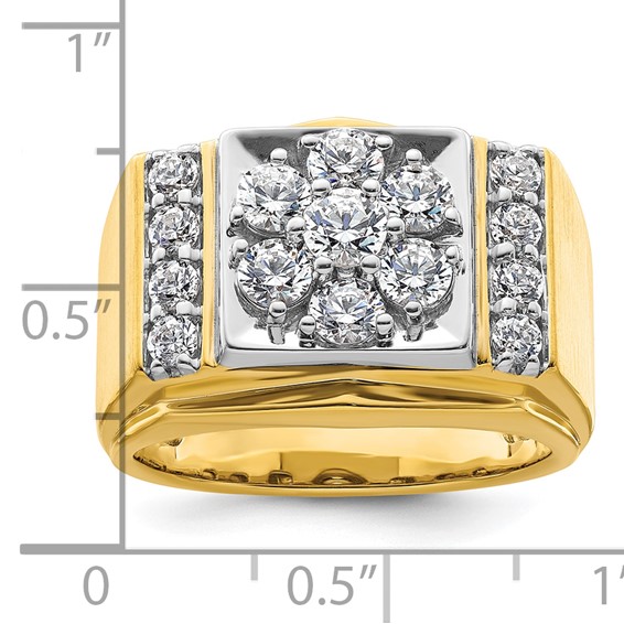 IBGoodman 14k Two Tone 1 3/4 carat Lab Grown Diamond VS/SI+ G+ Complete Men's Polished and Satin Cluster Ring