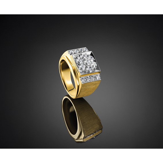 IBGoodman 14k Two Tone 1 3/4 carat Lab Grown Diamond VS/SI+ G+ Complete Men's Polished and Satin Cluster Ring