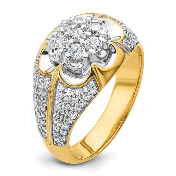 IBGoodman 14k Two-Tone 1 1/4 carat Lab Grown Diamond VS/SI+ G+ Complete Men's Cluster Ring