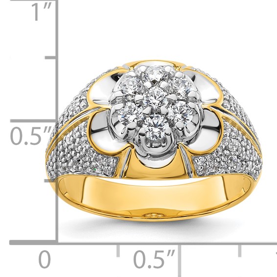 IBGoodman 14k Two-Tone 1 1/4 carat Lab Grown Diamond VS/SI+ G+ Complete Men's Cluster Ring