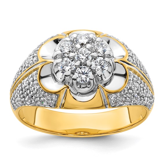 IBGoodman 14k Two-Tone 1 1/4 carat Lab Grown Diamond VS/SI+ G+ Complete Men's Cluster Ring