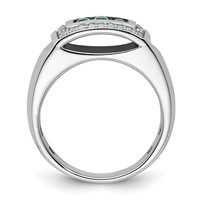 IBGoodman 14K White Gold 0.33 Carat Lab Grown Diamond VS SI+ G+ and Created Emerald Complete Men's Ring view 2